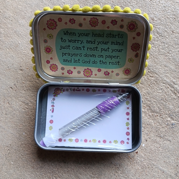 Never Used! Natural Life Tin Prayer Box - Picture 3 of 3